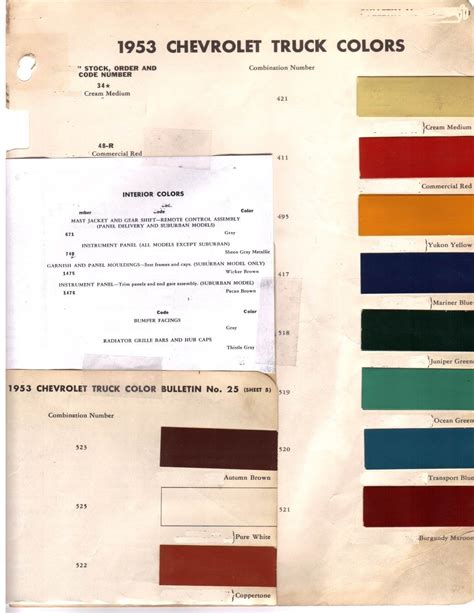 53 Truck Color Chart Automatch Old Trucks Colorful Interiors Trucks
