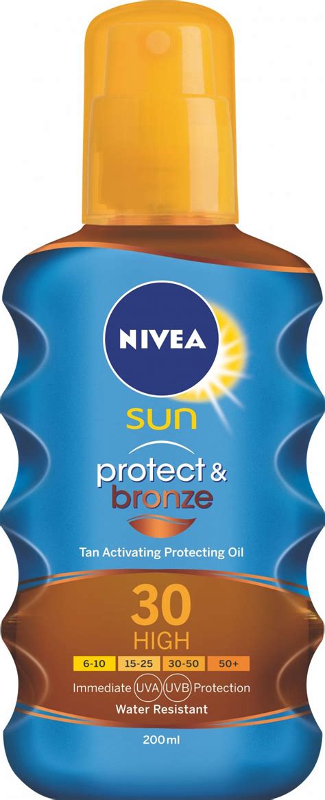 foto přípravek na opalování nivea sun protect and bronze tan activating protecting oil spray sp30