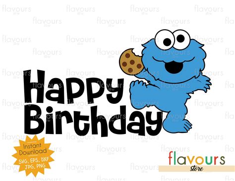 Happy Birthday Cookie Monster Sesame Street Svg Cut File