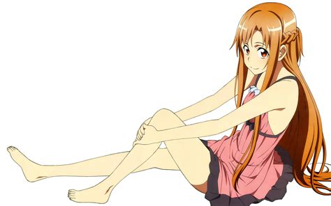 Sword art online, asuna, by amemiya ruki. barefoot, Brown, Eyes, Brown, Hair, Dress, Habe, Takashi ...