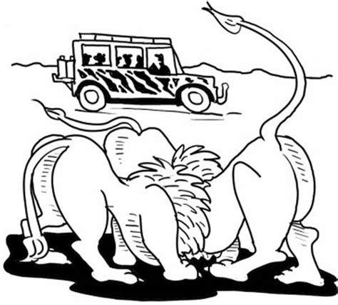 African Safari Meeting Couple Of Lion Coloring Page Coloring Sky