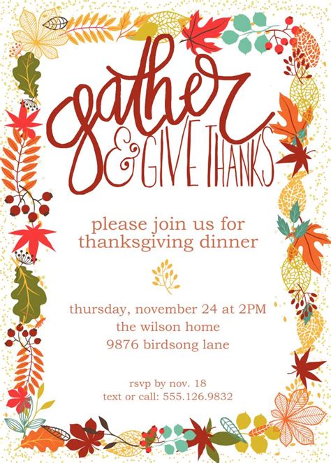 Printable Thanksgiving Dinner Invitations Free Template
