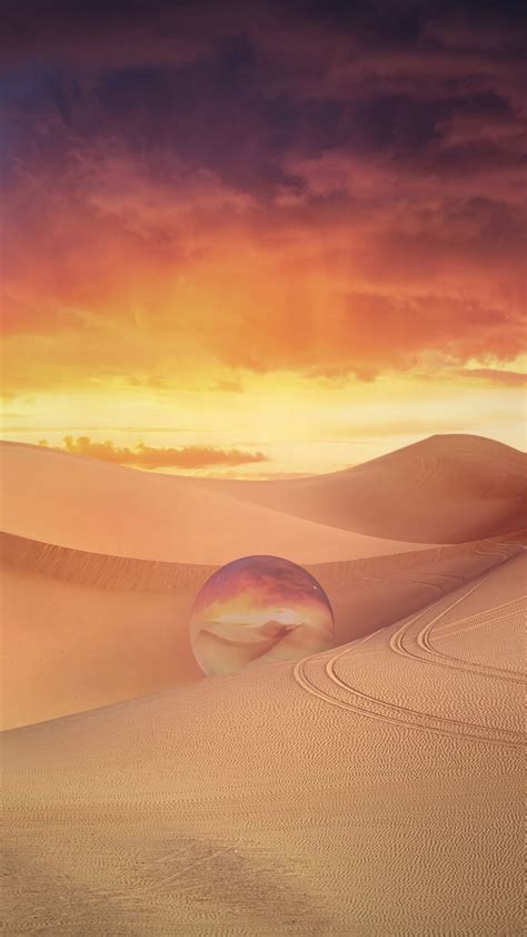 Download Wallpaper 1080x1920 Desert Dunes Crystal Ball Sand Clouds