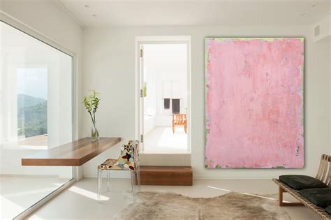 Original Pink Abstract Painting Xlarge Canvas Art Minimalist Etsy