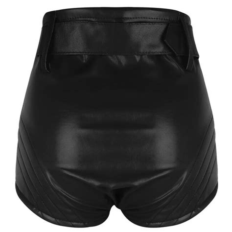 Latex Leather Panties Womens Wetlook Booty Shorts Zipper Mini Hot Pants