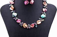 jewelry fashion women sets quality high resin multicolored necklace crystal unique accessories