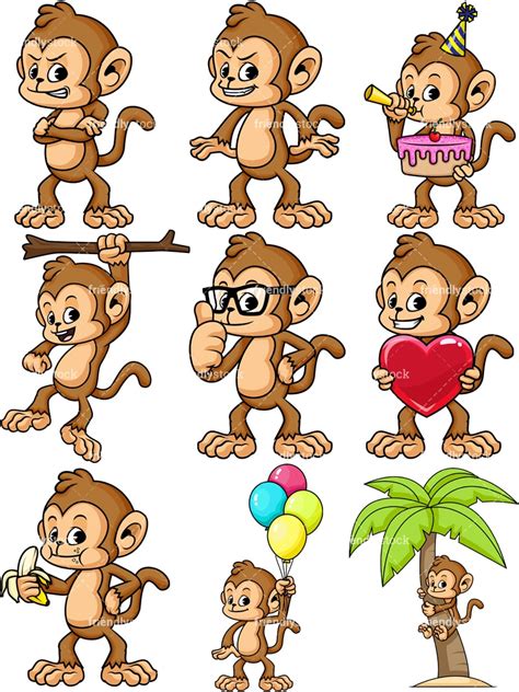 Monkey Cartoon Character Vector Clipart Friendlystock