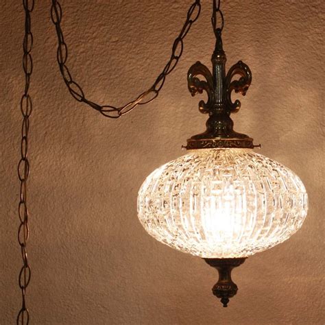Vintage Hanging Light Hanging Lamp Glass Globe Chain Etsy