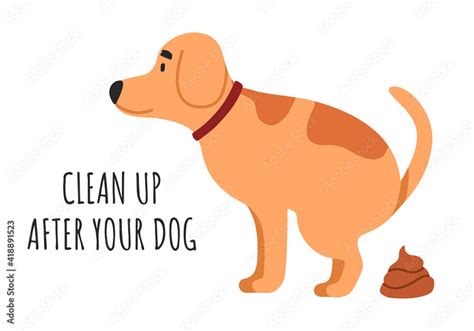 Vettoriale Stock Pet Pooping Isolated On White Background Cute Vector