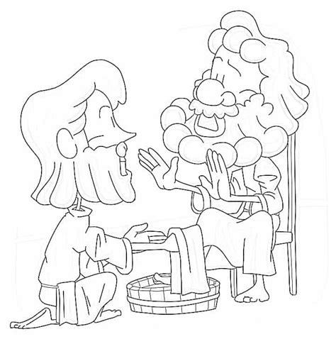 Jesus Washes The Disciples Feet Coloring Page Coloring Pages