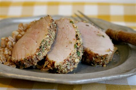 Easy instructions and photos are included. Almond Crusted Pork Loin with Red Wine Raisins - Cooking with Books