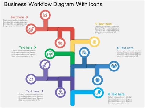 Business Workflow Diagram With Icons Powerpoint Template Powerpoint