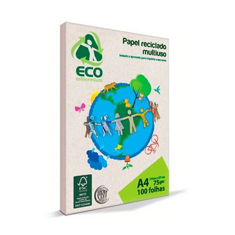 Papel Eco Millennium 75g A4 Com 100 Folhas Jandaia