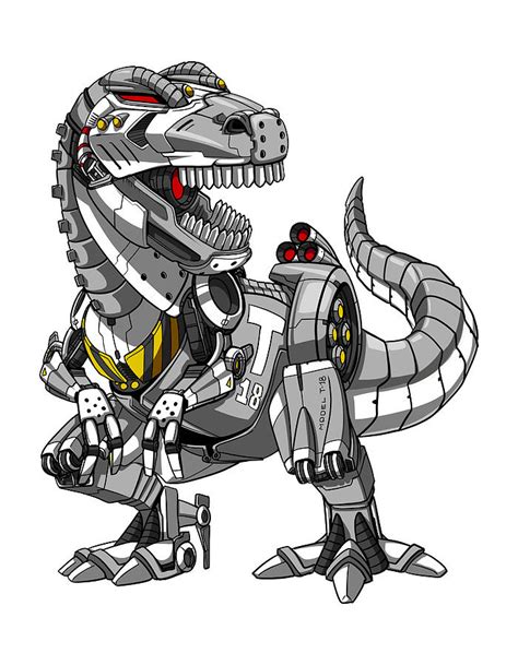 T Rex Dinosaur Robot Digital Art By Nikolay Todorov Pixels
