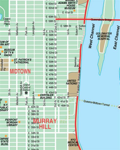 Midtown New York City Streets Map Street Location Maps Of Nyc Sights
