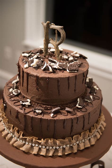 Rustic Chocolate Tiered Grooms Cake