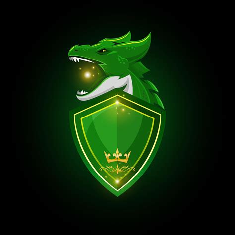Green Dragon And Shield Mascot 1948589 Vector Art At Vecteezy