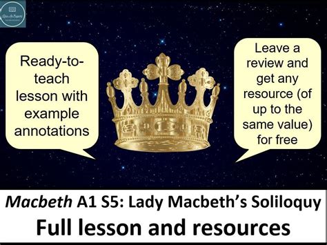 Macbeth Act Scene Lady Macbeth S Soliloquy Teaching Resources