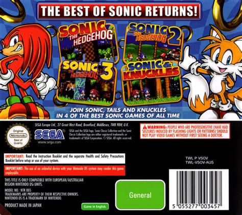 Sonic Classic Collection 2010 Nintendo Ds Box Cover Art
