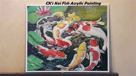 Fengshui Koi Fish Painting Koi Fish Acrylic Painting Youtube