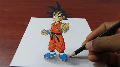 Enjoy drawing his expressive eyes, iconic hair, and small. How to Draw 3D Goku Easy - Dragon Ball - 3D trick Art ...