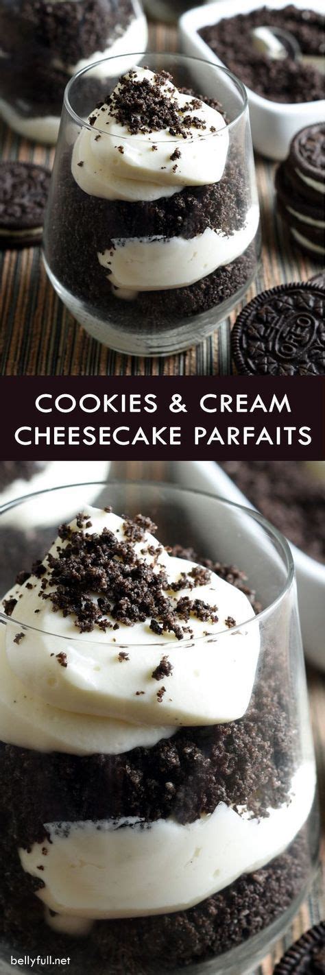 With a crunchy oreo base, the creamiest of creamy middles, topped off with chocolate chips, these choc chip oreo cheesecake bars are the best of pour the mixture on top of the prepared base and smooth out. Cookies and Cream Cheesecake Parfaits These Cookies and ...