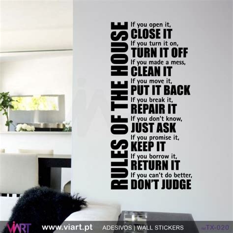 Rules Of The House Wall Stickers Vinyl Decoration Viart