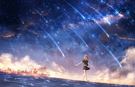 Anime Girl Wallpaper Night Sky Anime Wallpaper Hd