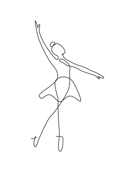 Single Continuous Line Drawing Ballerina In Ballet Motion Dance Style