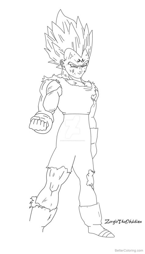 Vegeta Coloring Pages Lineart By Zergiotheobsidian Free