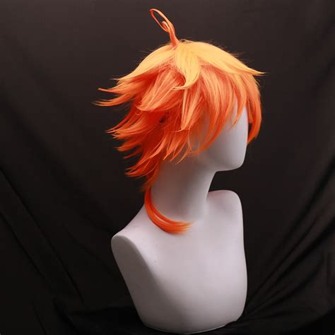 The Promised Neverland Emma Orange Yellow Gradient Fluffy Female Short Hair Cosplay Wig High