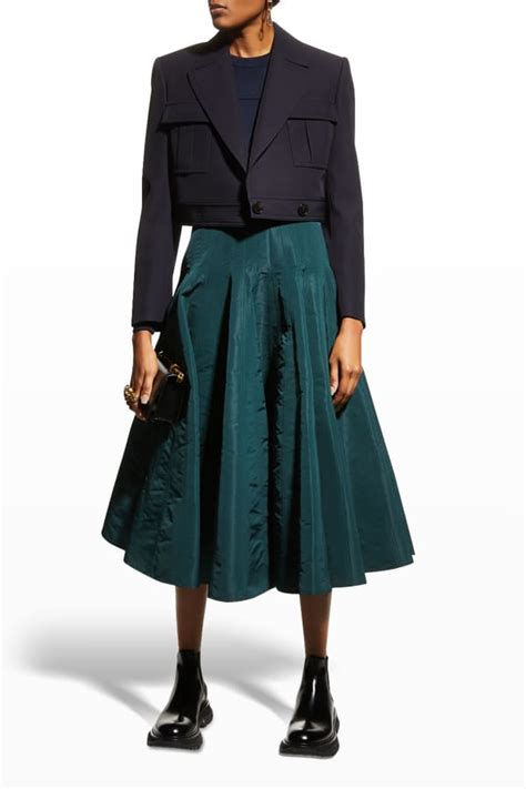 Valentino Pleated Silk Midi Skirt Neiman Marcus