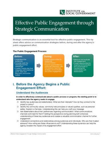 Effective Public Engagement Through Strategic Communication Institute