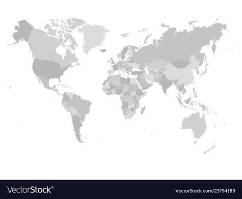 World Map In Four Shades Of Grey On White Vector Image