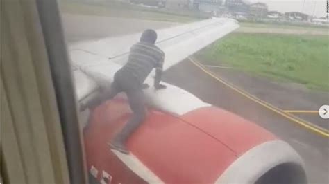 Man Jumps On Plane Wing As It Prepares For Takeoff