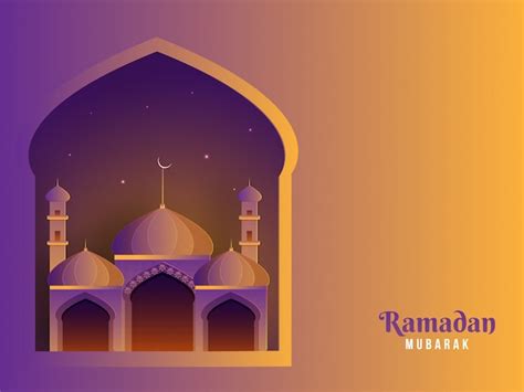 Conception Daffiche De Célébration Ramadan Mubarak Avec Mosquée