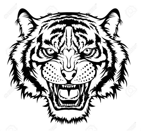 Illustration Of Angry Tiger Head In 2022 Tiger Head Tattoo Tiger