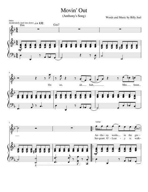 Movin Out Sheet Music For Piano Vocals Piano Voice