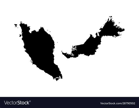 Malaysia Map Silhouette Isolated On White Vector Image