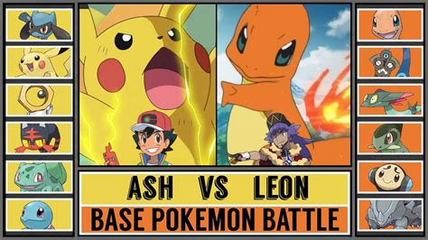 base pokémon battle ash vs leon youtube