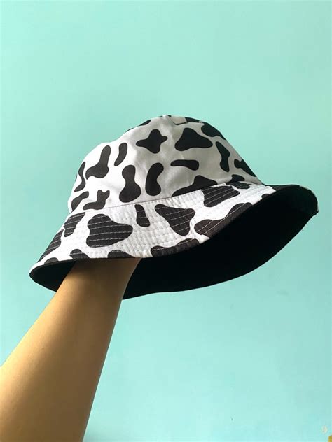Cow Print Bucket Hat Reversible Black Inside Mens Fashion Watches