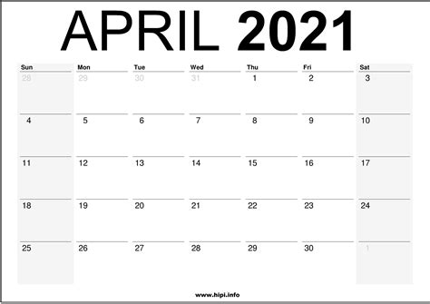 Downloadcalendar April 2021 Printable April 2021 Calendar Template