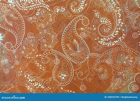 Paisley Patterned Background In Shades Brown And White Stock Photo