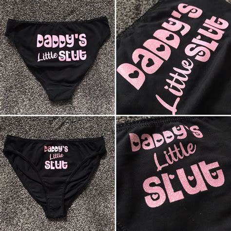 Daddys Little Slut Knickers Sparkly Pink Panties Daddy Etsy Uk