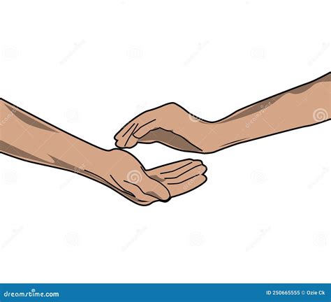 Hand Gesture Illustration Of Caring Sign Hand Above As A Giver And
