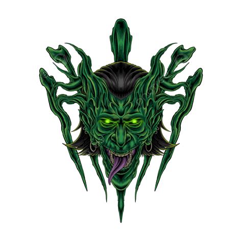 Demon Head Png Transparent Green Demon Head Demon Skull Monster Png
