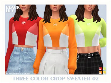 Three Color Crop Sweater 02 By Black Lily At Tsr Sims 4 Updates