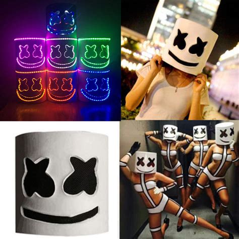 New Led Marshmello Dj Mask Helmet Cosplay Costume Halloween Party Props