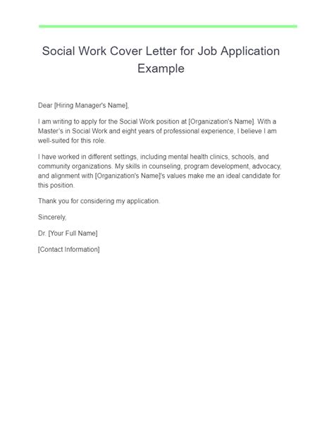 24 Social Work Cover Letter Examples How To Write Tips Examples