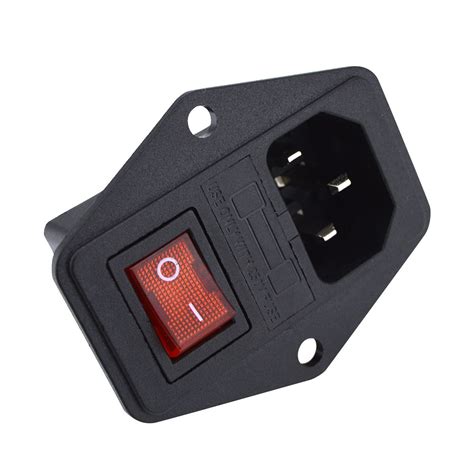 Urbest Inlet Module Plug 5a Fuse Switch Male Power Socket 10a 250v 3